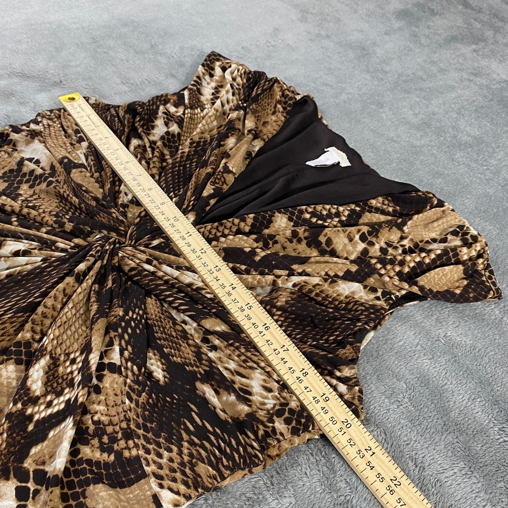 Chicos Maxi Dress Womens 3 Brown Snakeskin Animal Print Knot Front V-Neck Lined - Picture 5 of 9